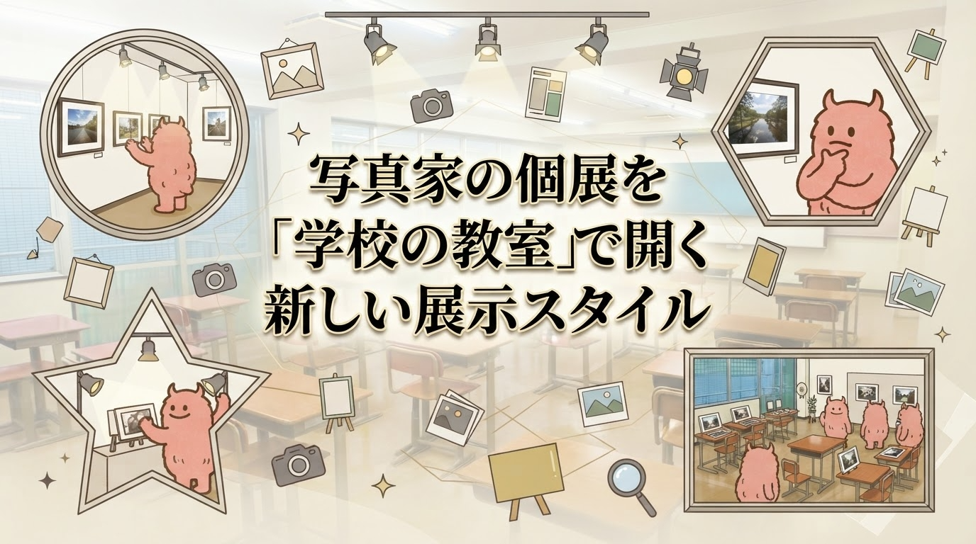 写真家の個展を「学校の教室」で開く新しい展示スタイル
