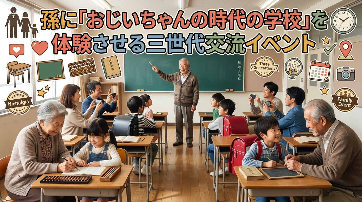 孫に「おじいちゃんの時代の学校」を体験させる三世代交流イベント🏫