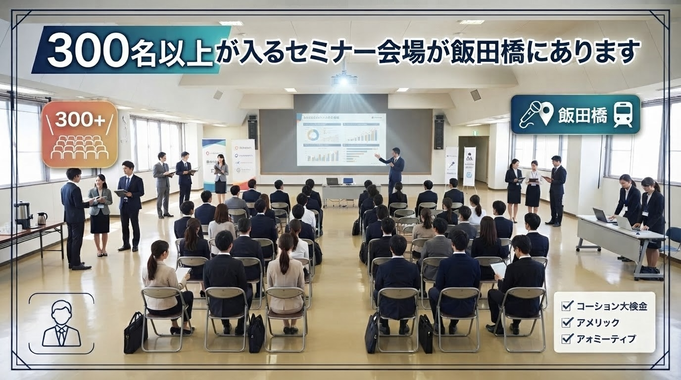 300名以上が入るセミナー会場が飯田橋にあります