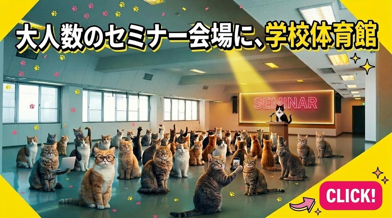 大人数のセミナー会場に、学校体育館