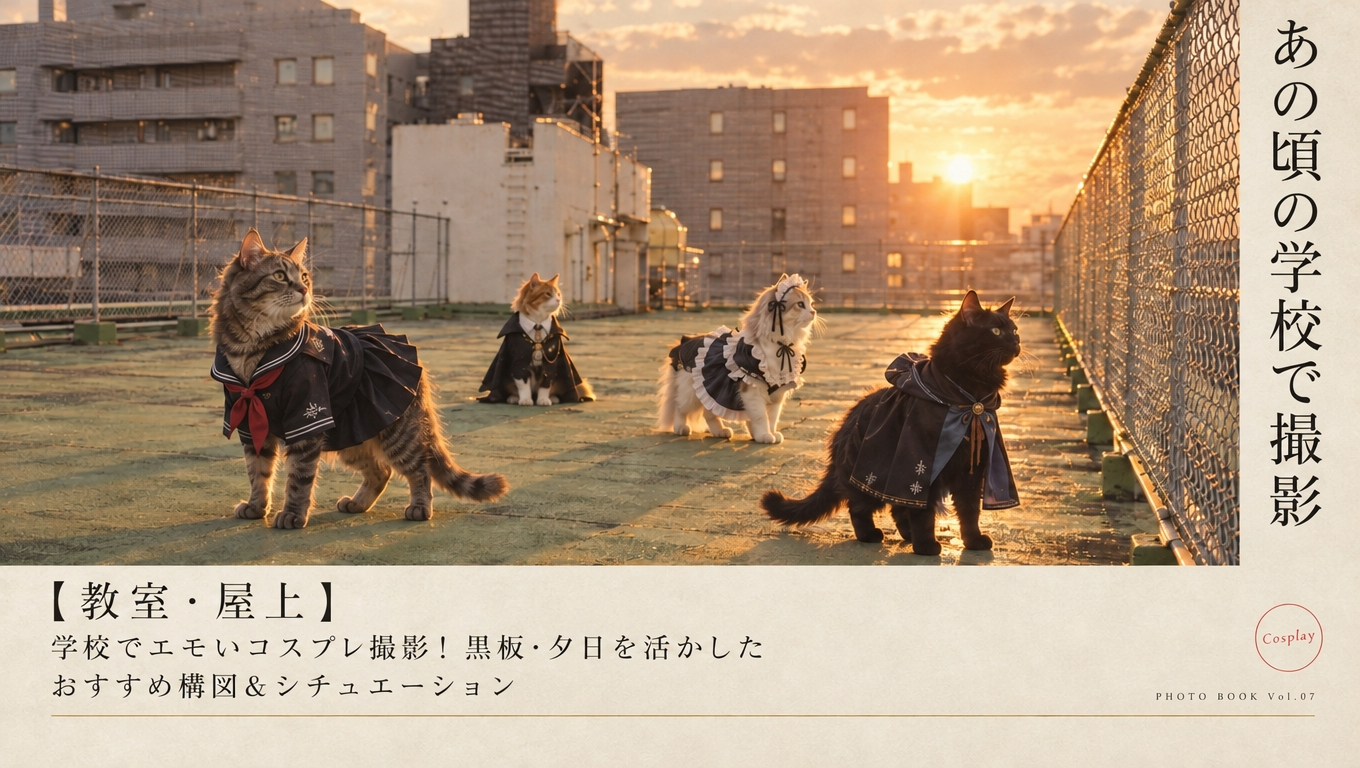 【教室・屋上】学校でエモいコスプレ撮影！黒板・夕日を活かしたおすすめ構図＆シチュエーション