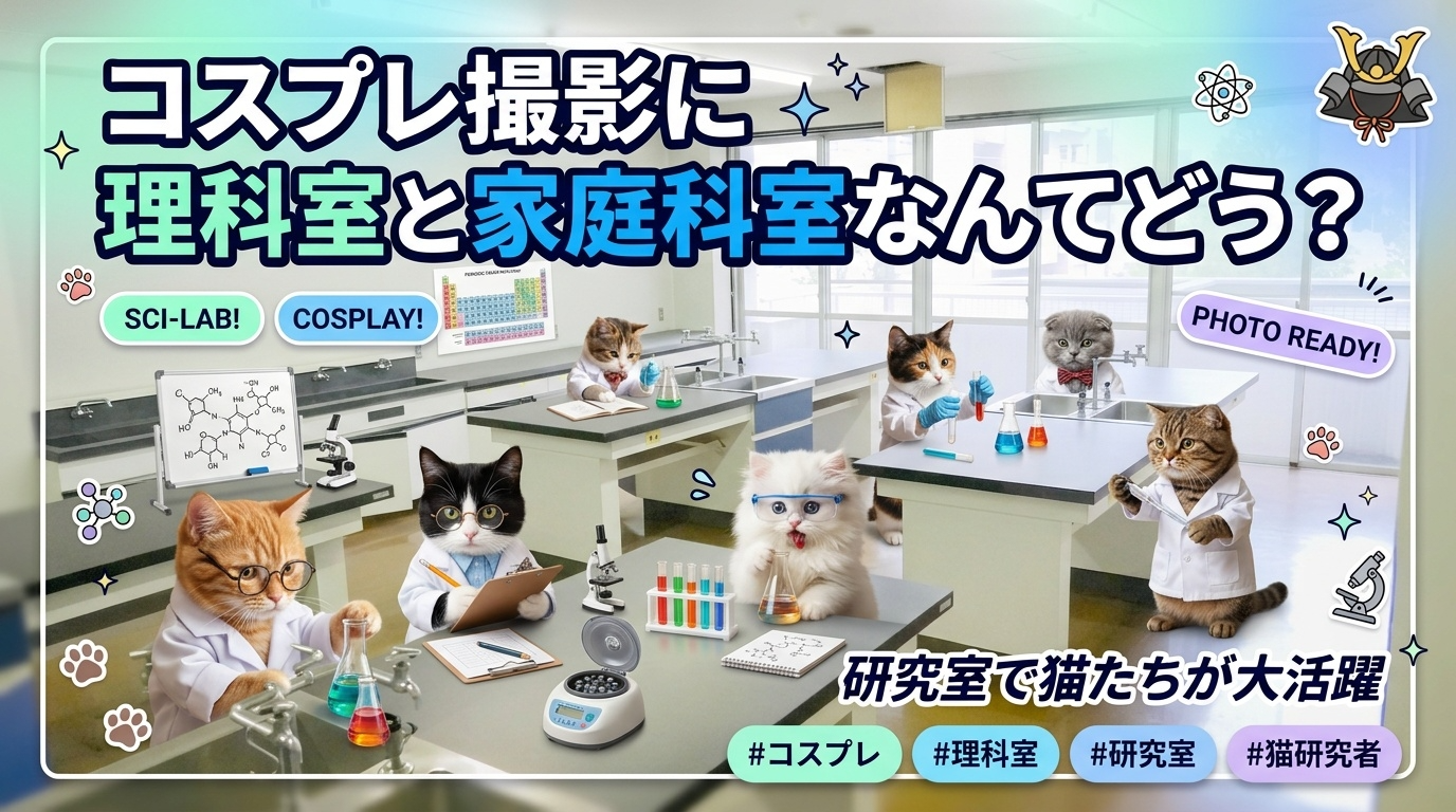 コスプレ撮影に理科室と家庭科室なんてどう？
