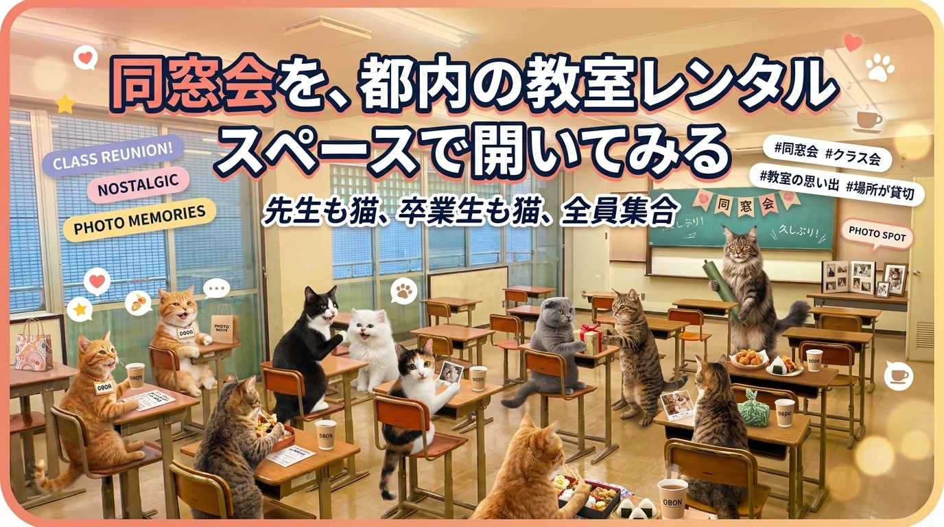 同窓会を、都内の教室レンタルスペースで開いてみる