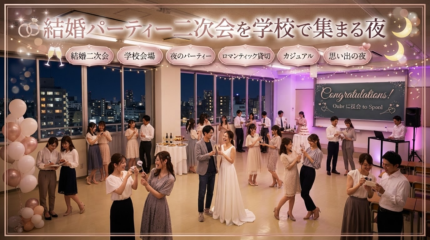 結婚パーティー二次会を学校で集まる夜