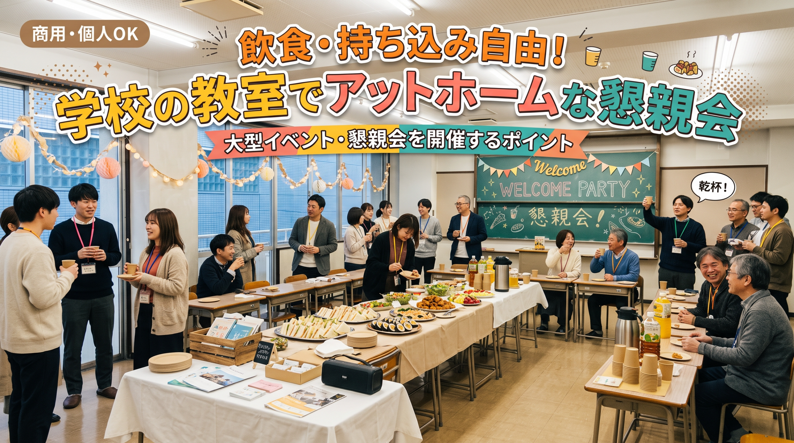 飲食・持ち込み自由！学校の教室でアットホームな大型イベント・懇親会を開催するポイント