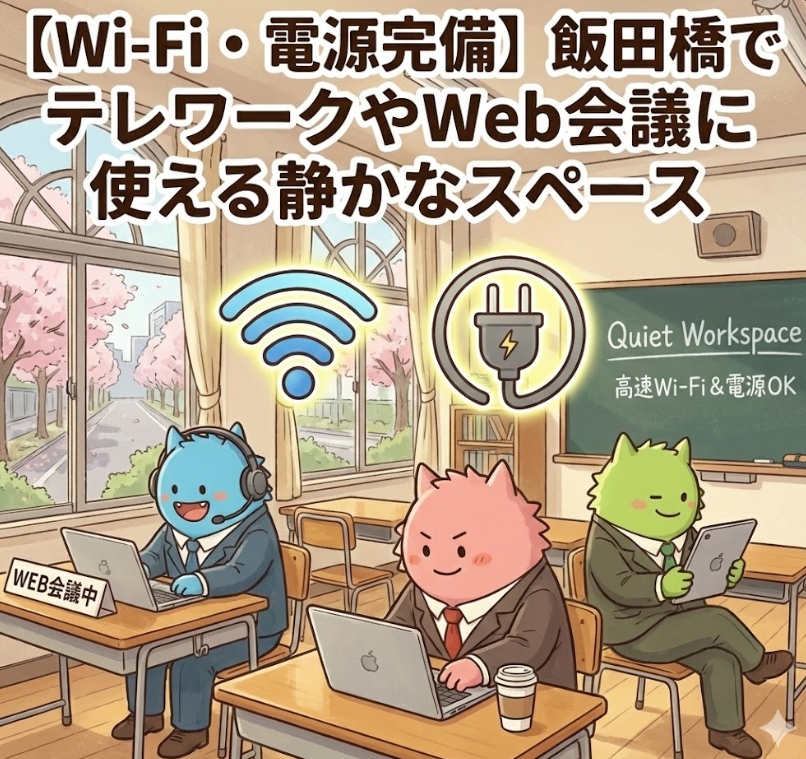 【Wi-Fi・電源完備】飯田橋でテレワークやWeb会議に使える静かなスペース