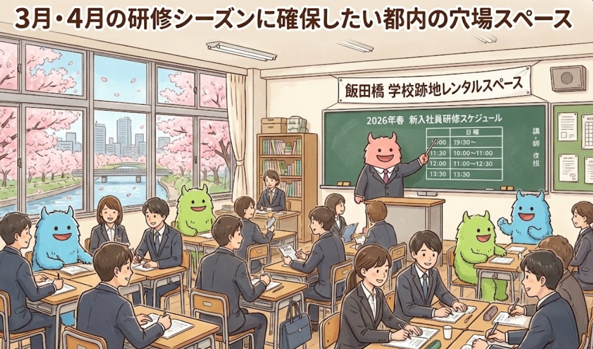 3月・4月の研修シーズンに確保したい都内の穴場スペース〜「会場難民」になる前に知っておくべき、飯田橋の「学校跡地のレンタルスペース」〜