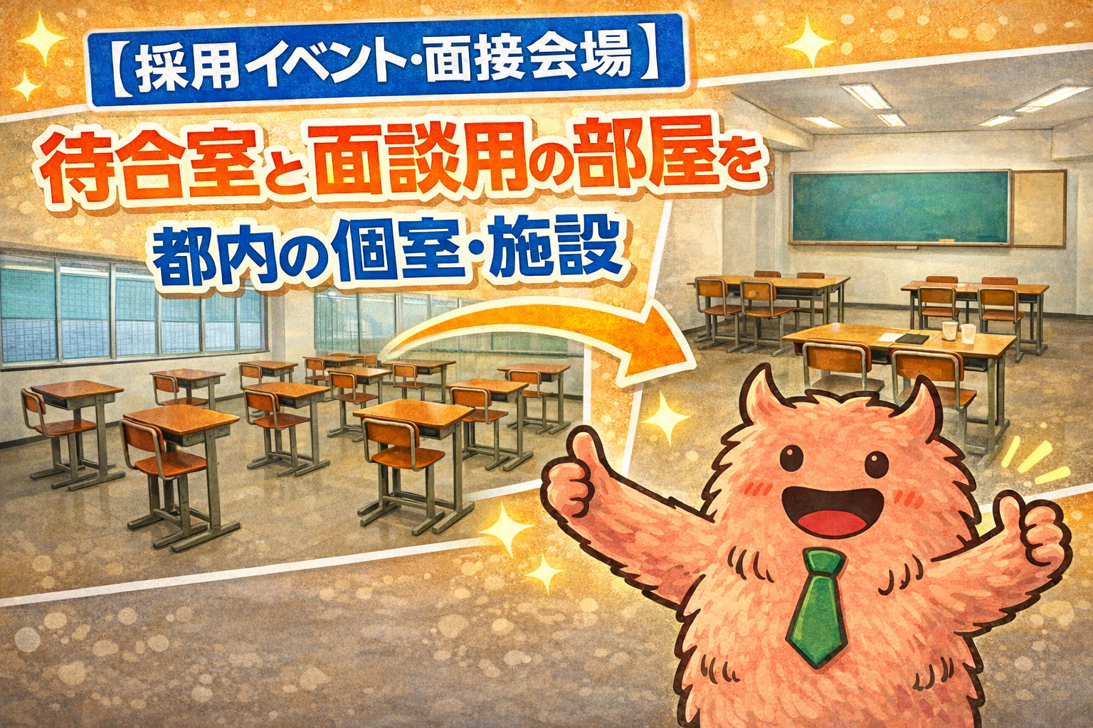 【採用イベント・面接会場】待合室と面談用の部屋を分けて確保！都内の個室・施設