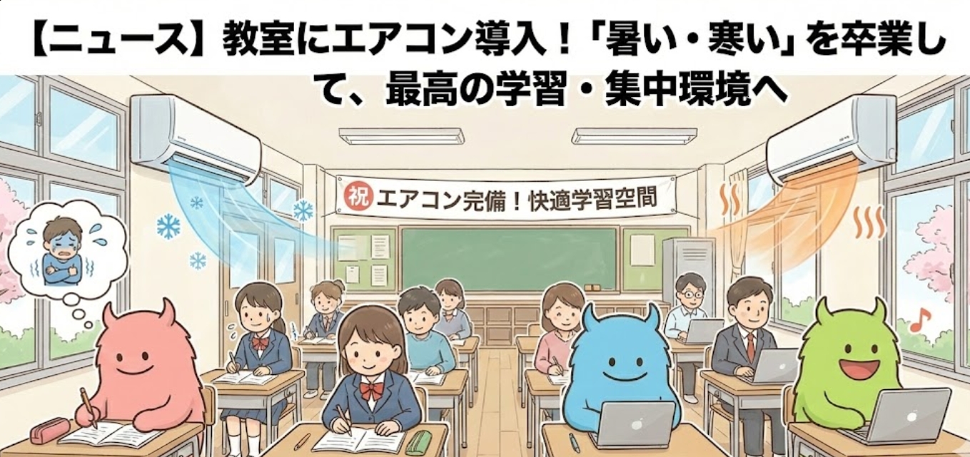 【ニュース】教室にエアコン導入!「暑い・寒い」を卒業して、最高の学習・集中環境へ