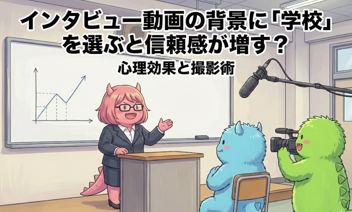 インタビュー動画の背景に「学校」を選ぶと信頼感が増す？