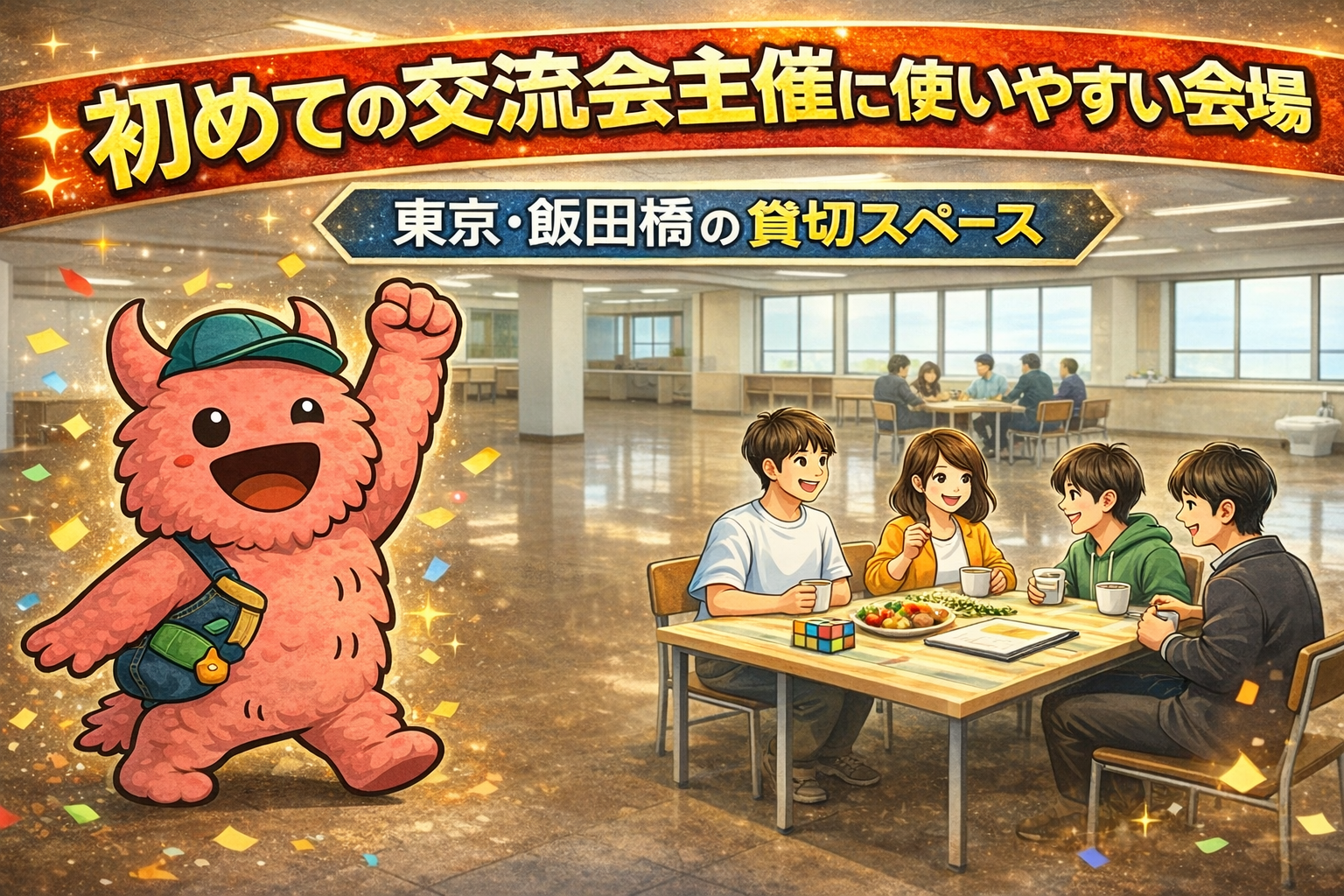 【初めて交流会を主催する方へ】駅近で案内しやすい。飯田橋の貸切会場でつくる“話しやすい場”