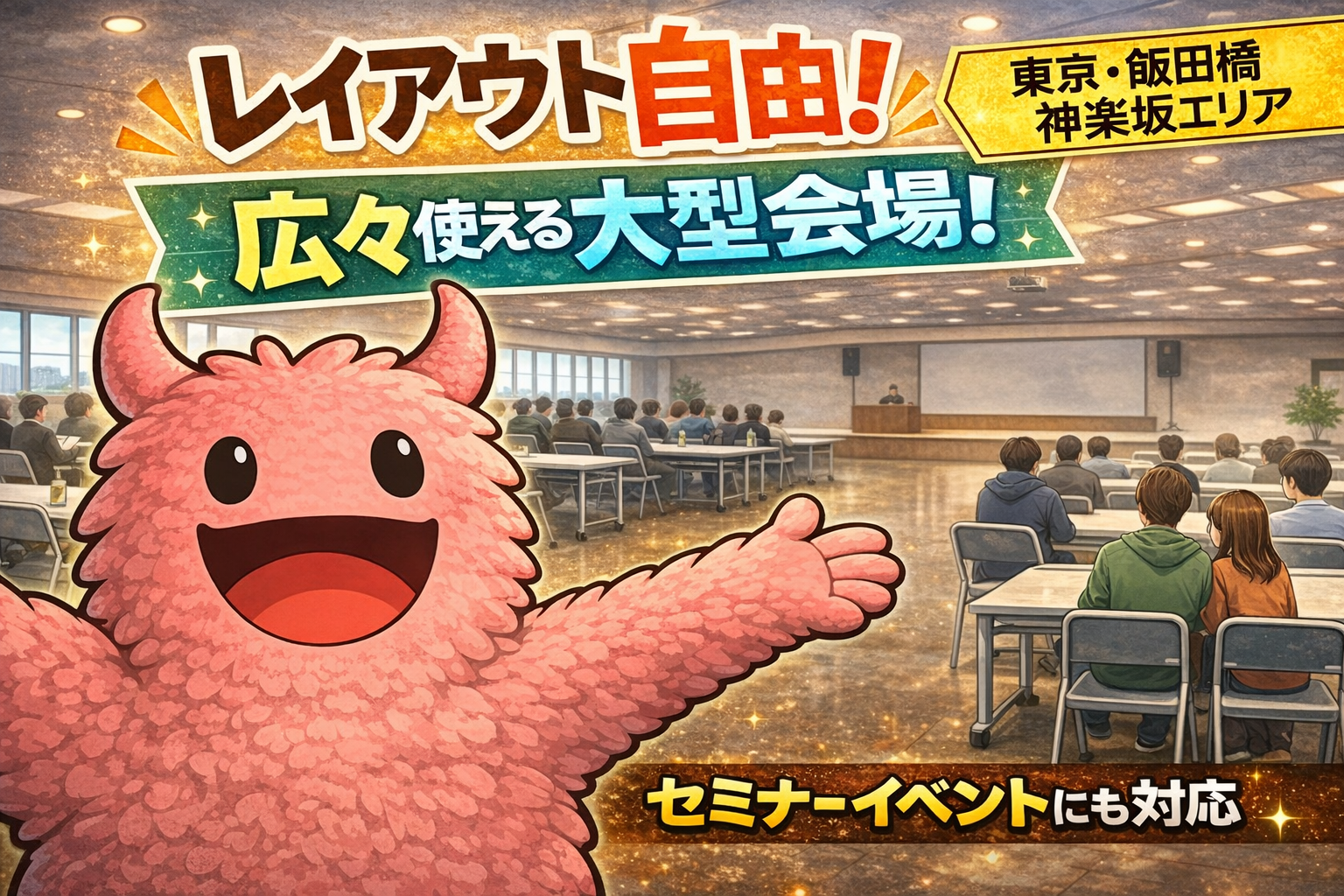 【都心の広い会場まとめ】飯田橋駅・神楽坂エリアで大人数イベントができる施設・会場