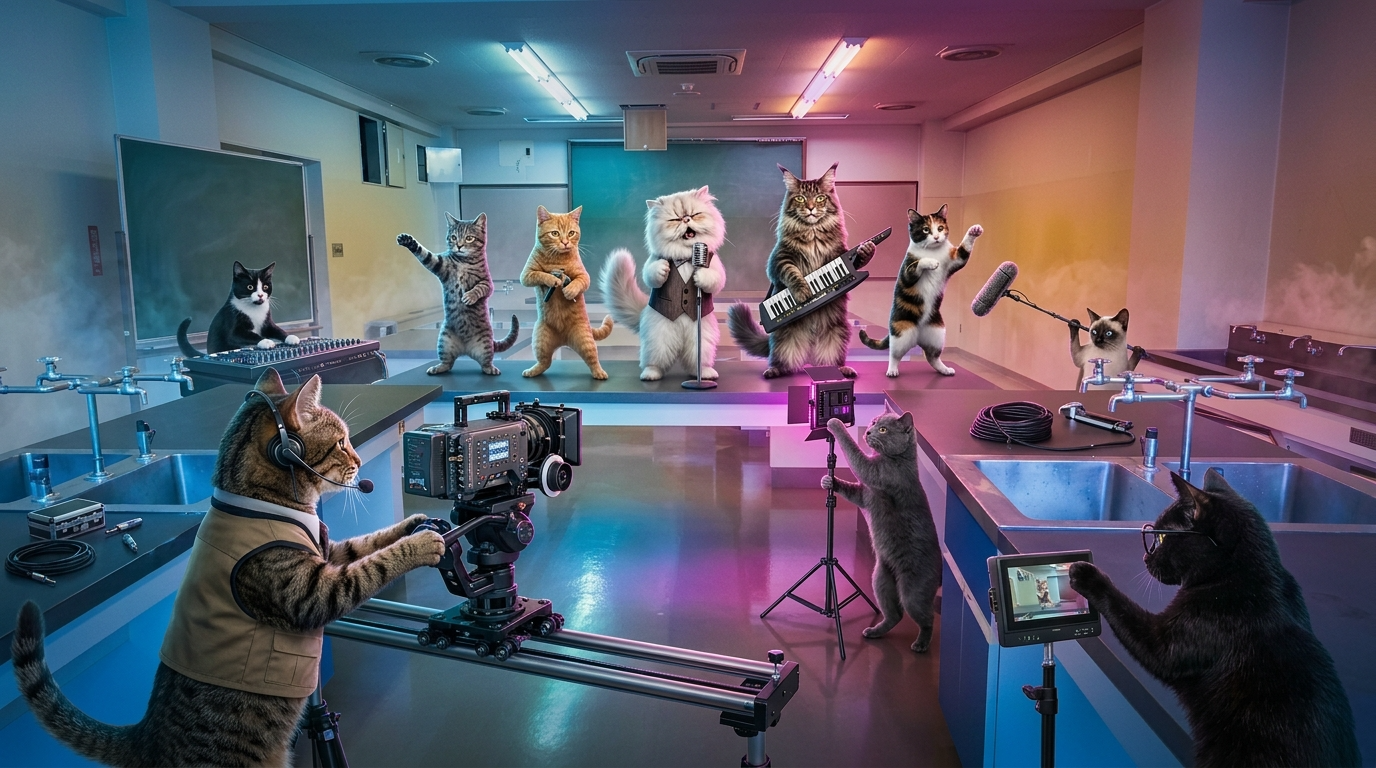 理科室×廊下のセットが最強！「MV撮影」の奥行きを生む、フロア貸し限定の贅沢な撮影プラン。