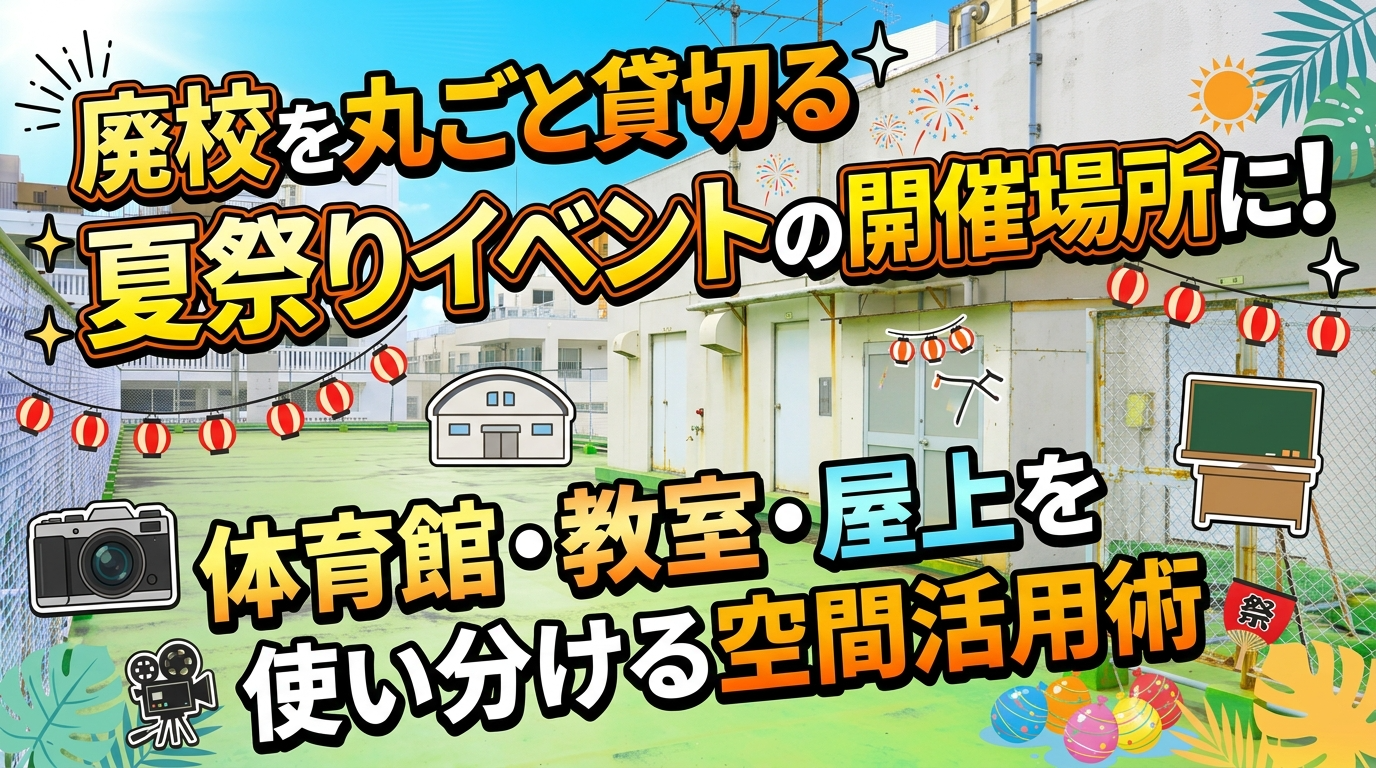 廃校を丸ごと貸切る夏祭りイベントの開催場所に！体育館・教室・屋上を使い分ける空間活用術