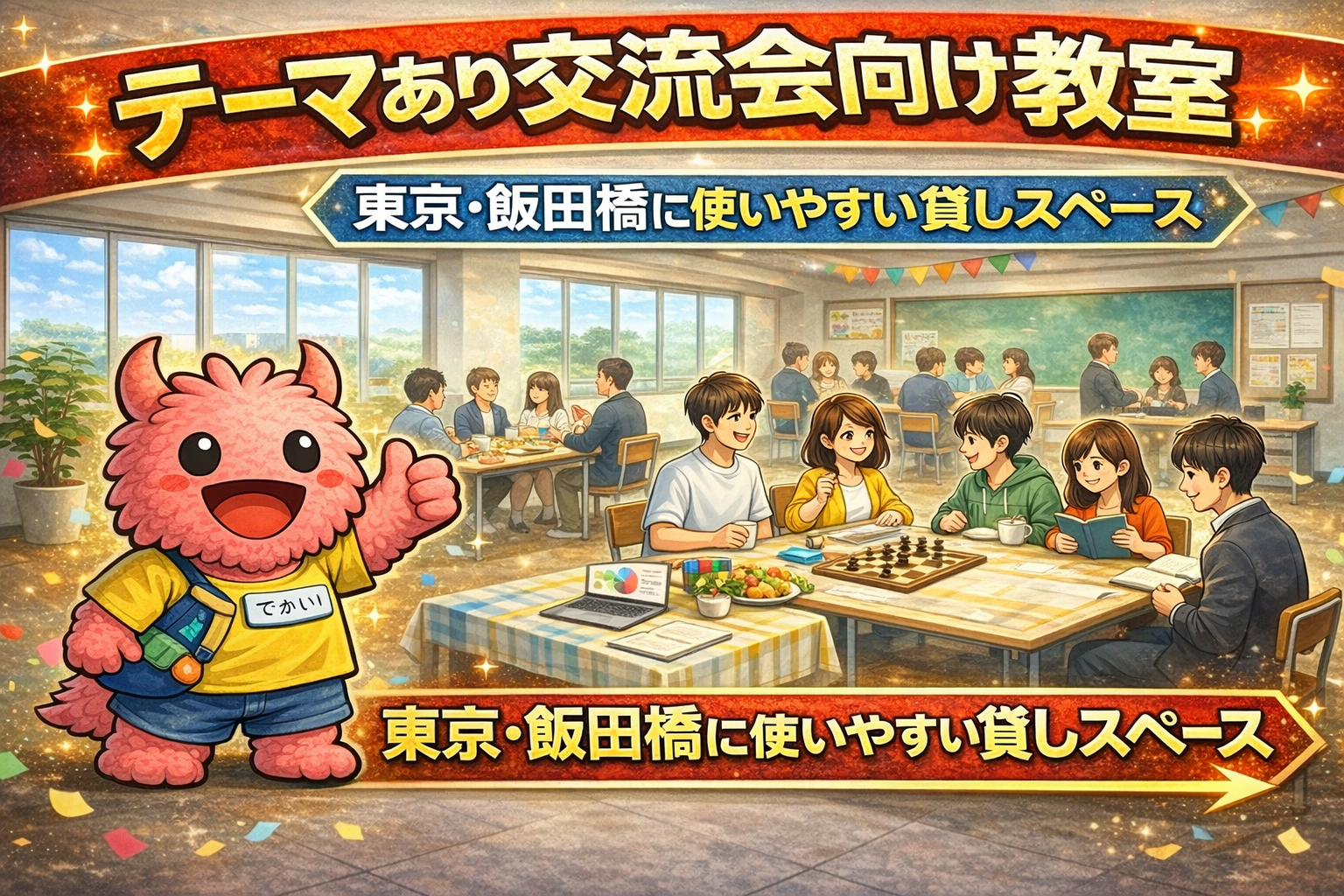 【テーマ型交流会を開きたい方へ】参加者を集めやすい切り口とは？飯田橋の学校跡地レンタルスペースという選択肢