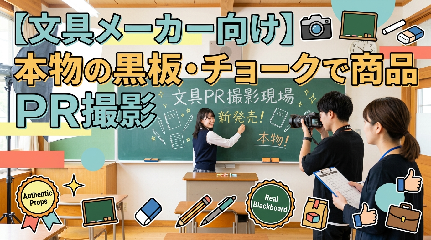 【文具メーカー向け】本物の黒板・チョークでの商品PR撮影