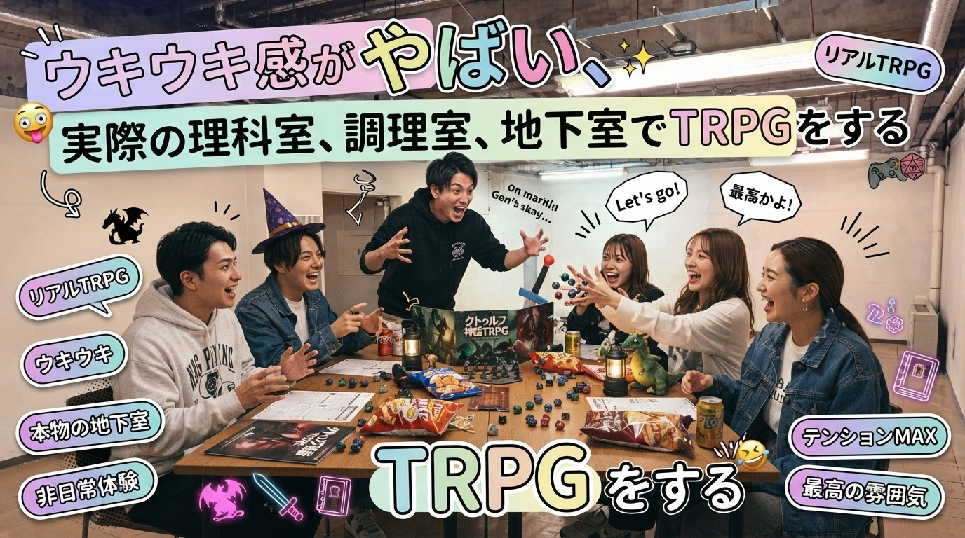 ウキウキ感がやばい、実際の理科室、調理室、地下室でTRPGをする