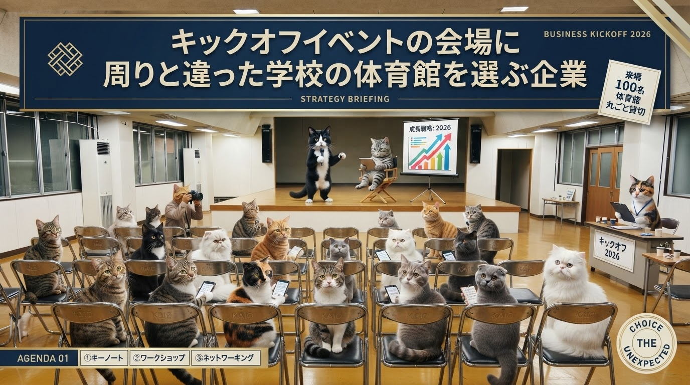 キックオフイベントの会場に周りと違った学校の体育館を選ぶ企業