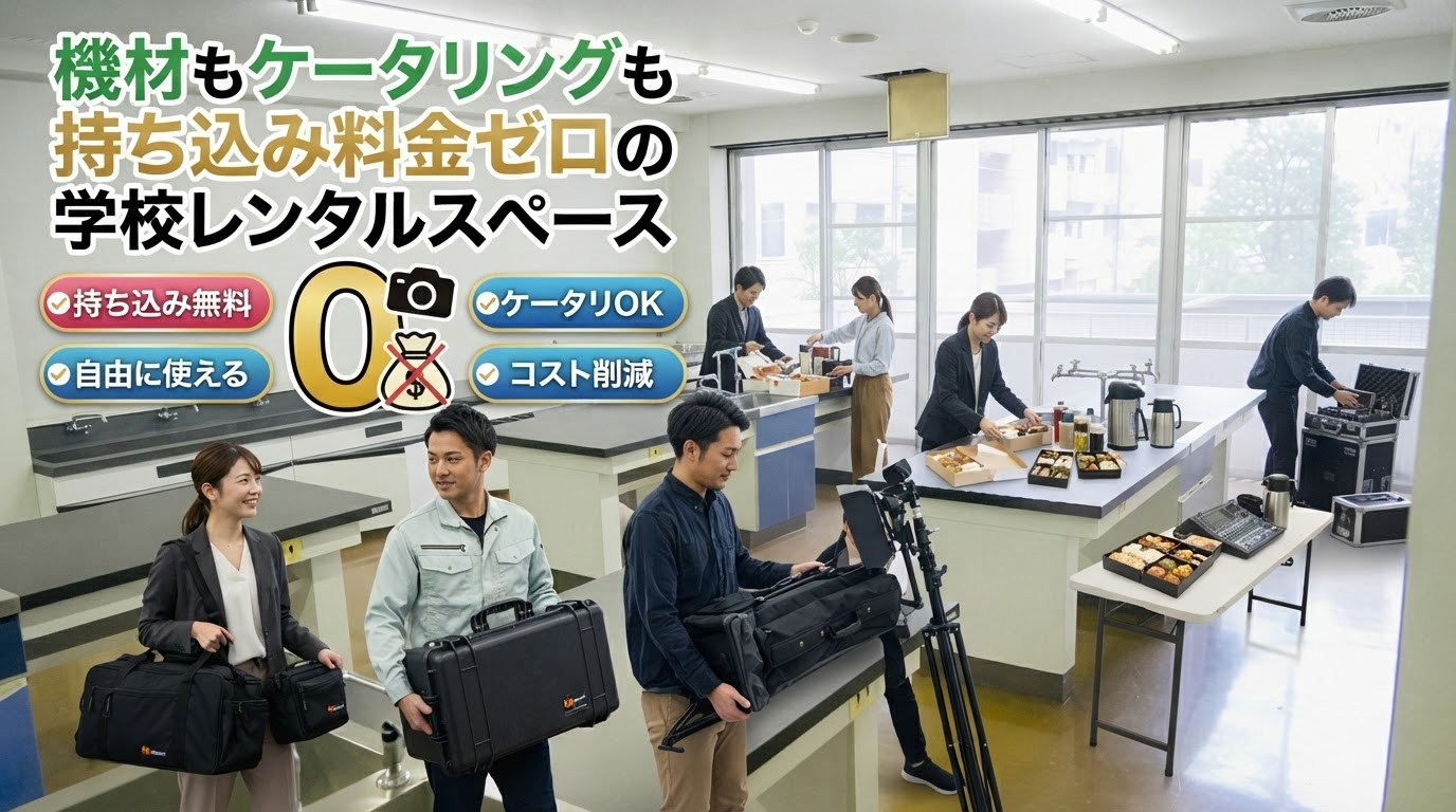 機材もケータリングも持ち込み料金ゼロの学校レンタルスペース